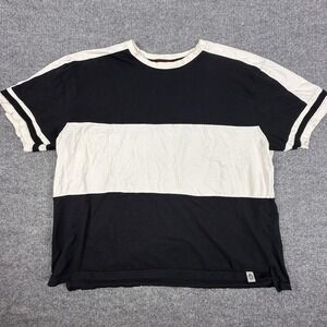 Free Planet Shirt Mens 4XL Black Cream Colorblock Striped Cotton Tee Big Tall